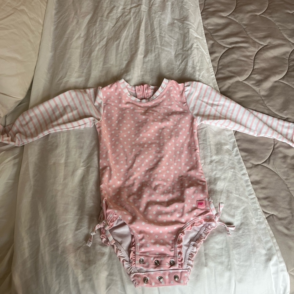 Ruffle Butts Pink Polka Dot Long Sleeve Bodysuit
